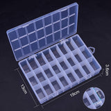 Plastic Bead Containers, 24 Compartments, Clear, 19x13x3.6cm, Compartment: 4.1x2.3x3.3cm, 4boxes/set