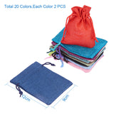 Burlap Packing Pouches Drawstring Bags, Mixed Color, 12x9cm, 2pcs/color, 40pcs/set
