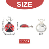 30Pcs Alloy Enamel Pendants, Ladybug, Lead Free and Cadmium Free, Red and Black, Platinum, Red, 17.5x12.5x4mm, Hole: 2mm