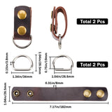 2Pcs Tactical Double Snap Belt Keepers, Cowhide Military Belt Keeper Loops, with 2Pcs Iron D Rings, Waist Buckle for Hunting Fixed Accessories, Platinum, 182x26.5x8mm