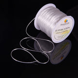 Flat Elastic Crystal String, Elastic Beading Thread, for Stretch Bracelet Making, Flat, White, 0.8mm, about 60m/roll