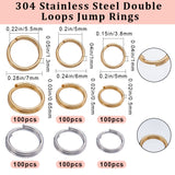 600Pcs 6 Styles 304 Stainless Steel Split Rings, Double Loops Jump Rings, Mixed Color, 5~7x1~1.3mm, Inner Diameter: 5.5mm, 100pcs/style