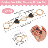 1 Set Alloy Enamel Heart Link Bag Handle Extenders, with Alloy Spring Gate Ring, Purse Making Supplies, Black, 14.5cm, 2pcs/set
