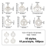 100Pcs 10 Style Chakra Zinc Tibetan Style Alloy Pendants, Antique Silver, Ohm/Aum, Mixed Shapes, 13.5~22.5x13~21x1~1.8mm, Hole: 1.6~1.8mm, 10pcs/style