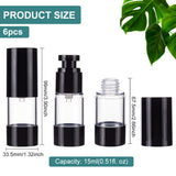 Empty Portable Plastic Airless Pump Bottles, Refillable Vacuum Press Bottle, Lotion Foundation Travel Container, with Dustproof Lid, Black & Clear, 3.35x9.9cm, Capacity: 15ml(0.51fl. oz)
