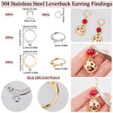 80Pcs 2 Color 304 Stainless Steel Leverback Earring Findings, with Loops & 100Pcs Open Jump Rings, Golden & Stainless Steel Color, 14.5x12x2mm, Hole: 1.2mm, Pin: 0.6mm, 40Pcs/color