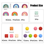 18 Style Food Grade Eco-Friendly Silicone Beads, Chewing Beads For Teethers, DIY Nursing Necklaces Making, Octagon & Round & Rainbow, Mixed Color, 14~18x14~25x9~15mm, Hole: 2~3mm, 66pcs/box