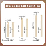 120Pcs 3 Styles Wood Big Pendants, Undyed, Rectangle, Wheat, 40~60x5~6x2mm, Hole: 2mm, 40pcs/style