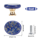 Natural Lapis Lazuli Drawer Knobs, Oval Shaped Drawer Pulls Handle, Iron Screw, for Home, Cabinet, Cupboard and Dresser, Platinum & Golden, 27x23x18mm