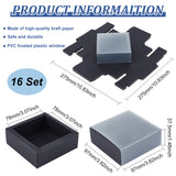 Paper Storage Gift Drawer Boxes, Translucent Plastic Cover Gift Packaging Case, Black, 9.7x9.7x3.75cm
