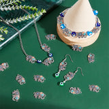 Alloy Enamel Connector Charms, Elephant with Evil Eye, Antique Silver, Colorful, 22x13x2mm, Hole: 1.8mm, 30pcs/box