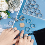 21Pcs 7 Size 201 Stainless Steel Ring Core Blank for Inlay Jewelry Making, Double Channel Beveled Edge Ring, with 1Pc Velvet Pouches, Stainless Steel Color, Inner Diameter: 17.4~22.3mm, 3Pcs/size