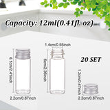 Glass Empty Cosmetic Containers, with Aluminum Screw Top Lids, Clear, 2.2x6.1cm, Inner Diameter: 1.4cm, Capacity: 12ml(0.41fl. oz)
