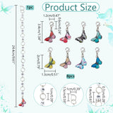 Knitting Row Counter Chains & Locking Stitch Markers Kits, with Butterfly Alloy Enamel Pendant and Acrylic Beads, Mixed Color, 3.4~24.4cm, 9pcs/set