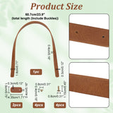 Imitation Leather Bag Handles, for Purse Bag Making Repair Replacement, with Iron Rivet, Saddle Brown, 60.7x1.8x0.4cm