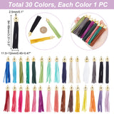30 Colors Faux Suede Tassel Pendant Decorations, with CCB Plastic Cord Ends, Golden, 84~89x11.5~12mm, Hole: 2.5mm, 1pc/color, 30pcs/set