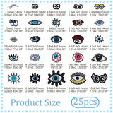 Computerized Embroidery Cloth Iron on/Sew on Patches, Costume Accessories, with Hot Melt Adhesive, Appliques, Eye & Eyelash, Mixed Color, 15~86x26.5~91x1.4mm, 25pcs/set, 1 set/box