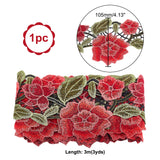 Embroidery Polyester Lace Ribbons, Jacquard Ribbon, Rose, Red, 4-1/8 inch(105mm), about 3.28 Yards(3m)/Set