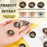 1-Hole Alloy Enamel Shank Buttons, Flat Round with Bees Pattern, Mixed Color, 25x8~9mm, Hole: 2mm, 8pcs/style