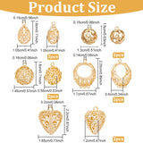 DIY Jewelry Making Finding Kit, Including Teardrop & Heart Brass Pendants & Chandelier Component Links, Hollow, Nickel Free, Real 18K Gold Plated, 17~22.5x10.5~18.5x5.5~13mm, Hole: 1.5~1.6mm, 10pcs/box