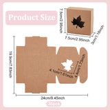 Folding Kraft Paper Cardboard Jewelry Gift Boxes, Square with Autumn Maple Leaf Visible Window, BurlyWood, Finished Product: 7.5x7.5x3cm