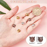 Tibetan Style Alloy Kitten Beads, Cat Head, Lead Free & Cadmium Free, Mixed Color, 8x8x5mm, Hole: 2mm, 3 colors, 120pcs/box