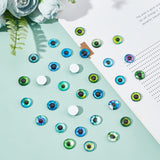 100 Pcs 50 Style Glass Cabochons, Half Round with Evil Eye Pattern, Mixed Color, Mixed Color, 10mm, 2pcs/style