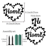 Iron Pendant Decorations, for Outdoor Garden Decoration, Heart with Word Home, Electrophoresis Black, 26x23x0.15cm