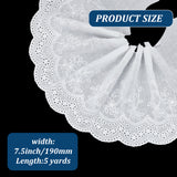 MAYJOYDIY US 5 Yards Flat Cotton Embroidery Flower Ribbon, Clothing Accessories, White, 7-1/2 inch(190mm)