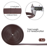 Flat PU Imitation Leather Cord, for Bag Decor, Coconut Brown, 15x2~2.5mm