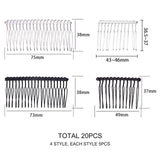 Iron Hair Comb Findings, Mixed Color, 20pcs/set