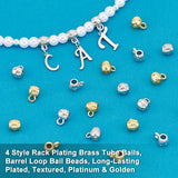 24Pcs 4 Style Rack Plating Brass Tube Bails, Barrel Loop Bail Beads, Long-Lasting Plated, Textured, Platinum & Golden, 8.5~9x5.5~6x5.8~6mm, Hole: 1.6~2mm, Inner Diameter: 2.4mm, 6pcs/style