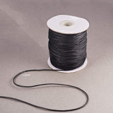 Waxed Cotton Thread Cords, Black, 1.5mm, about 100yards/roll