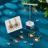 12 Pair 2 Color Glass Blank Dome Dangle Earrings, Ring with Flat Round 304 Stainless Steel Earrings with 316 Stainless Steel Pins, Golden & Stainless Steel Color, 46mm, Pin: 0.7mm, 6 Pairs/color