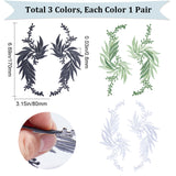 6Pcs 6 Styles Leaf Computerized Embroidery Cloth Iron on/Sew on Patches, Costume Accessories, Appliques, Mixed Color, 170x80x0.8mm, 1pc/style