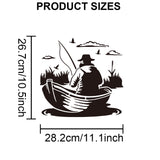 1Pc Fishing Theme PET Hollow Out Drawing Painting Stencils, with 1Pc Art Paint Brushes, for DIY Scrapbook, Photo Album, Boat, 300x300mm