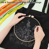 DIY Canvas Bag Flower Embroidery Kits, Polyester Threads, Iron Needles and Plastic Embroidery Hoop, Black