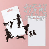 Children and Pet Carbon Steel Cutting Dies Stencils, for DIY Scrapbooking, Photo Album, Decorative Embossing Paper Card, Stainless Steel Color, Human, 103x134x0.8mm