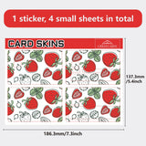 PVC Plastic Waterproof Card Stickers, Self-adhesion Card Skin for Bank Card Decor, Rectangle, Strawberry, 186.3x137.3mm