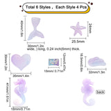 Opaque Resin Cabochons, Heart & Mermaid Tail Shape & Star & Starfish & Candy Head  & Wing, Lilac, 24pcs/set
