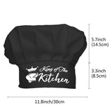 Custom Cotton Chef Hat, Black Hat with White Word King of The Kitchen, Crown Pattern, 300x230mm