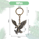 10Pcs Eagle Alloy Keychain, with Iron Chain and Rings, Antique Bronze, 98mm