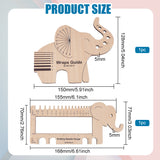 1 Set Elephant Shape  Wooden Knitting Needle Gauge & Yarn Wrap Guide Board, Wheat, 77~128x150~168x5mm, 2pcs/set