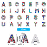 Alloy Rhinestone Slide Charms, Alphabet A~Z, Platinum, 26pcs/box