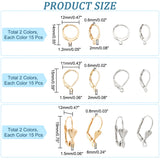 90Pcs 6 Style 304 Stainless Steel Leverback Earring Findings, with Horizontal Loops, Golden & Stainless Steel Color, 14~19x11~12x2~6mm, Hole: 1.2~1.5mm, Pin: 0.6~0.8mm, 15Pcs/style