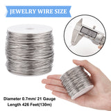 304 Stainless Steel Wire, Round, Stainless Steel Color, 21 Gauge, 0.7mm, about 426.51 Feet(130m)/Roll