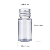 10ml PET Plastic Liquid Bottles, Flat Shoulder, with Aluminum Screw Caps, Clear, 5.3x2.3cm, Capacity: 10ml(0.34 fl. oz)