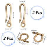 2Pcs Tibetan Style Alloy Hook Clasps and 2Pcs Shackle Clasps, for Keychain Making, Antique Bronze, Hook Clasps: 60x15x8mm, Hole: 5.5mm, Shackle Clasps: 25x26x7mm, Hole: 2mm