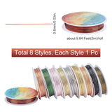 10 Rolls 10 Colors Round Copper Jewelry Wire, Mixed Color, 20 Gauge, 0.8mm, about 9.84 Feet(3m)/roll, 1roll/color