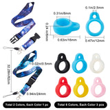 Portable Electronic Cigarette Anti-Lost Necklace Lanyard, Silicone Bands Anti Slip Rubber Rings, Mixed Color, Holder Lanyard: about 820x24x0.5mm, 2 strands; Pendant: 16x12x6mm, Hole: 2.5mm, Inner Diameter: 8mm, 18pcs